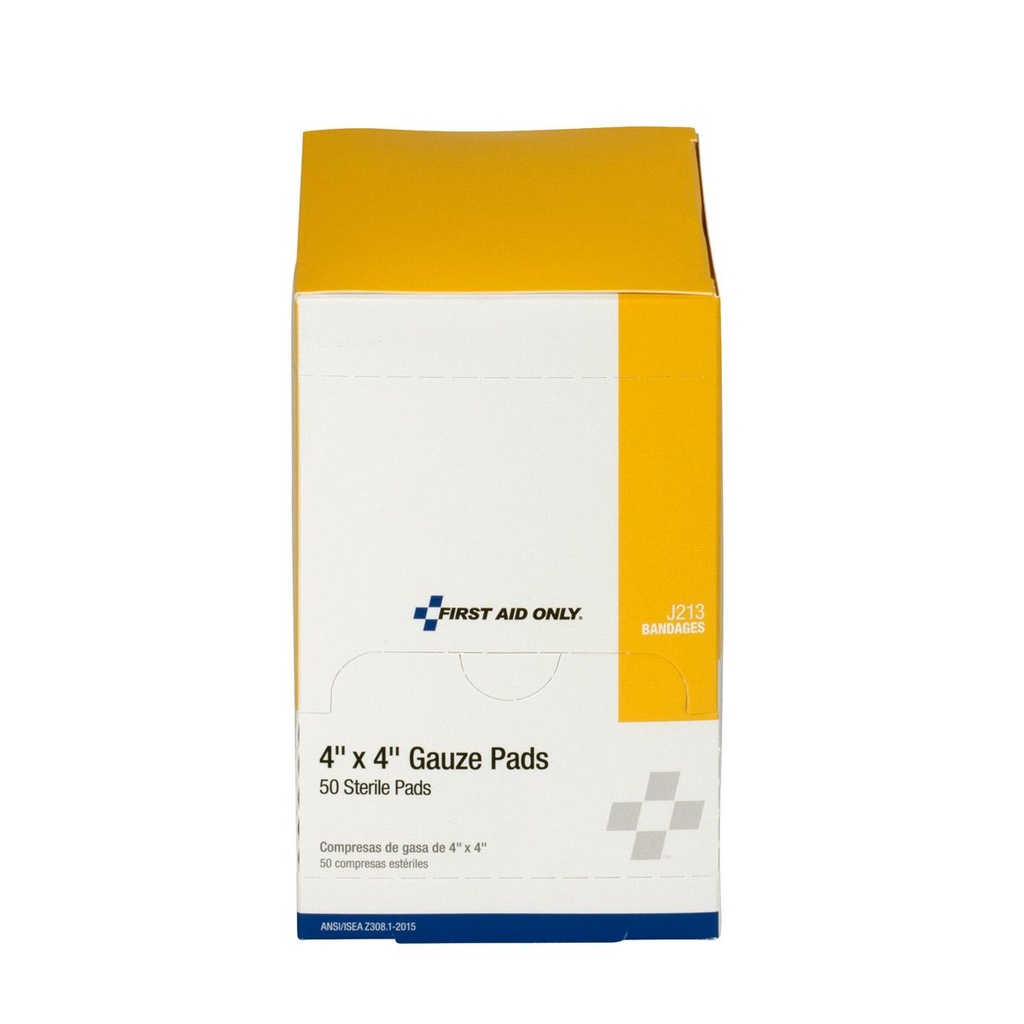 First Aid Only 4 inch x 4 inch Sterile Gauze Pad, 50/Box