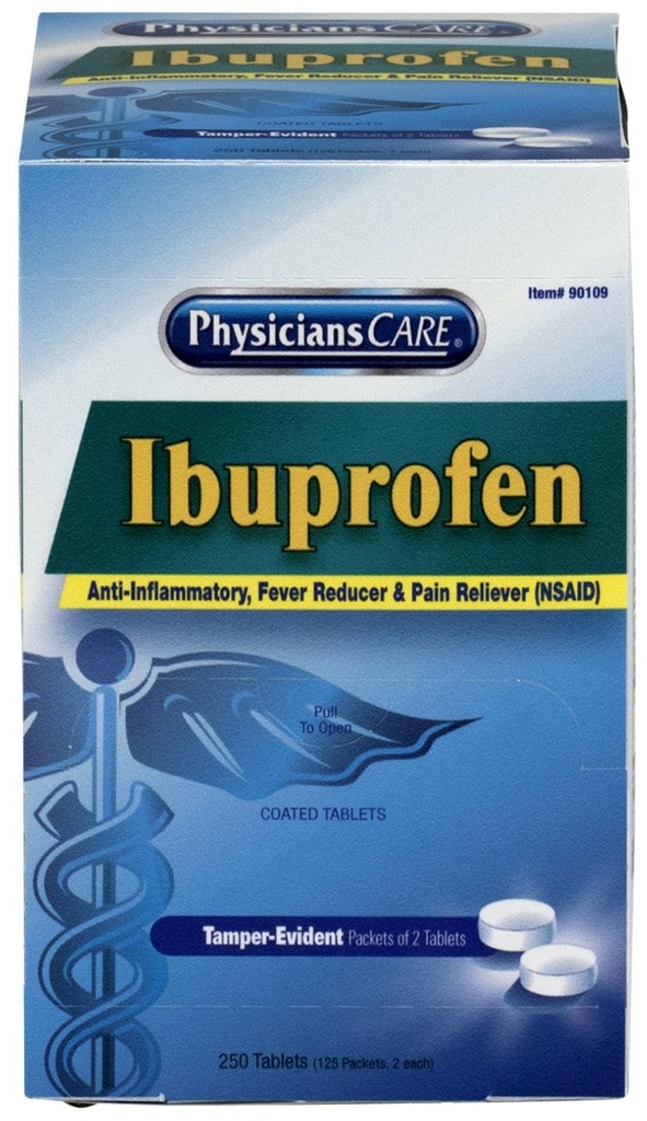 First Aid Only PhysiciansCare 200 mg Ibuprofen Tablet, 250/Box