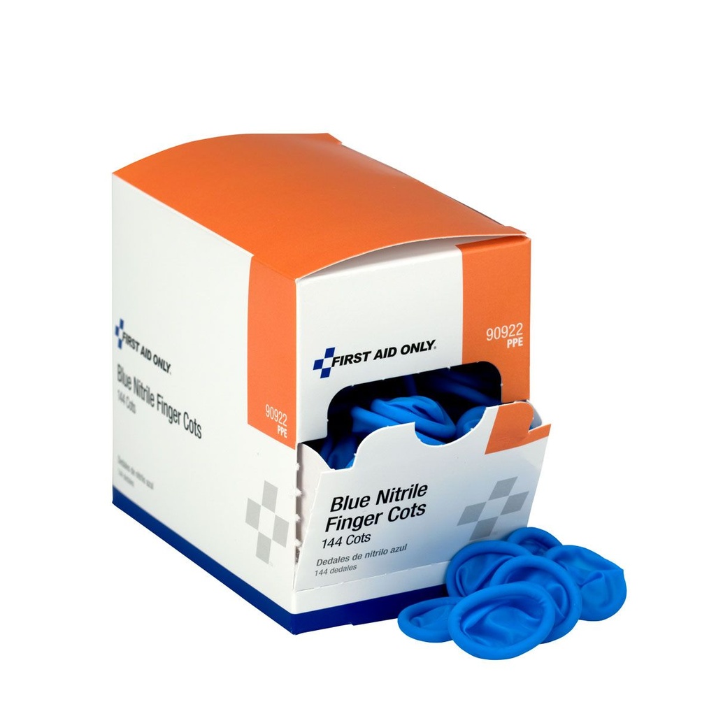 First Aid Only Large Nitrile Finger Cot, Blue, 144/Box
