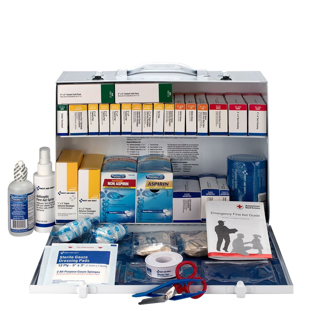 First Aid Only 2 Shelf ANSI Class B+ Metal First Aid Cabinet with Medications