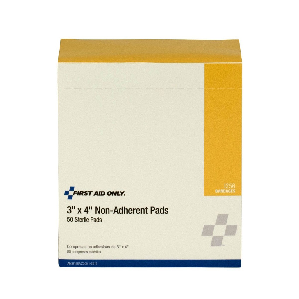 First Aid Only 3 inch x 4 inch Non-Adherent Pad, 50/Box