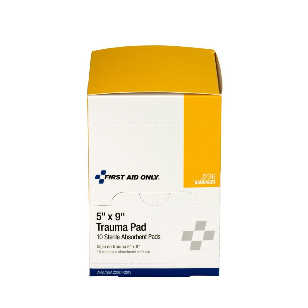 First Aid Only 5 inch x 9 inch Trauma Pad, 10/Box