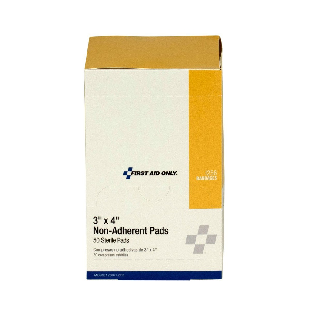 First Aid Only 3 inch x 4 inch Non-Adherent Pad, 50/Box