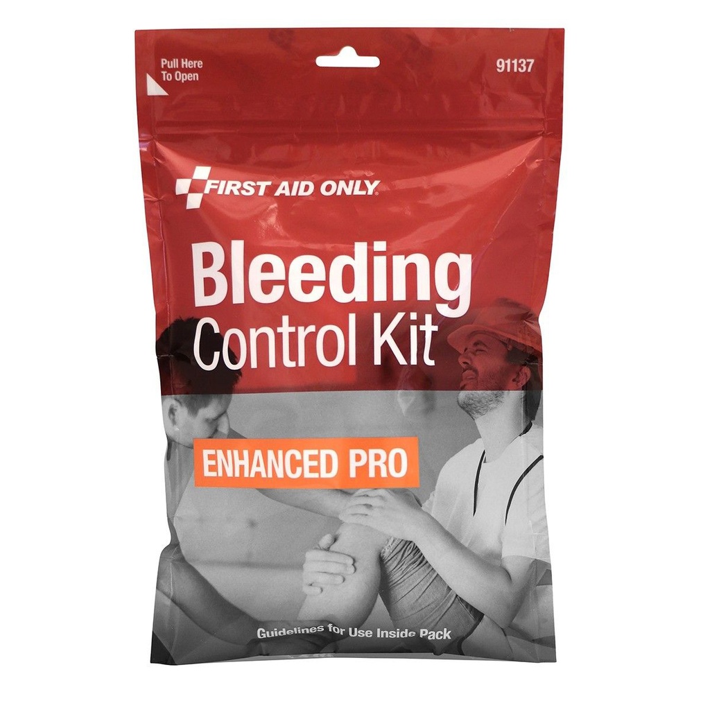 First Aid Only Enhanced Pro Bleeding Control Kit with Easy Tear-open Bag
