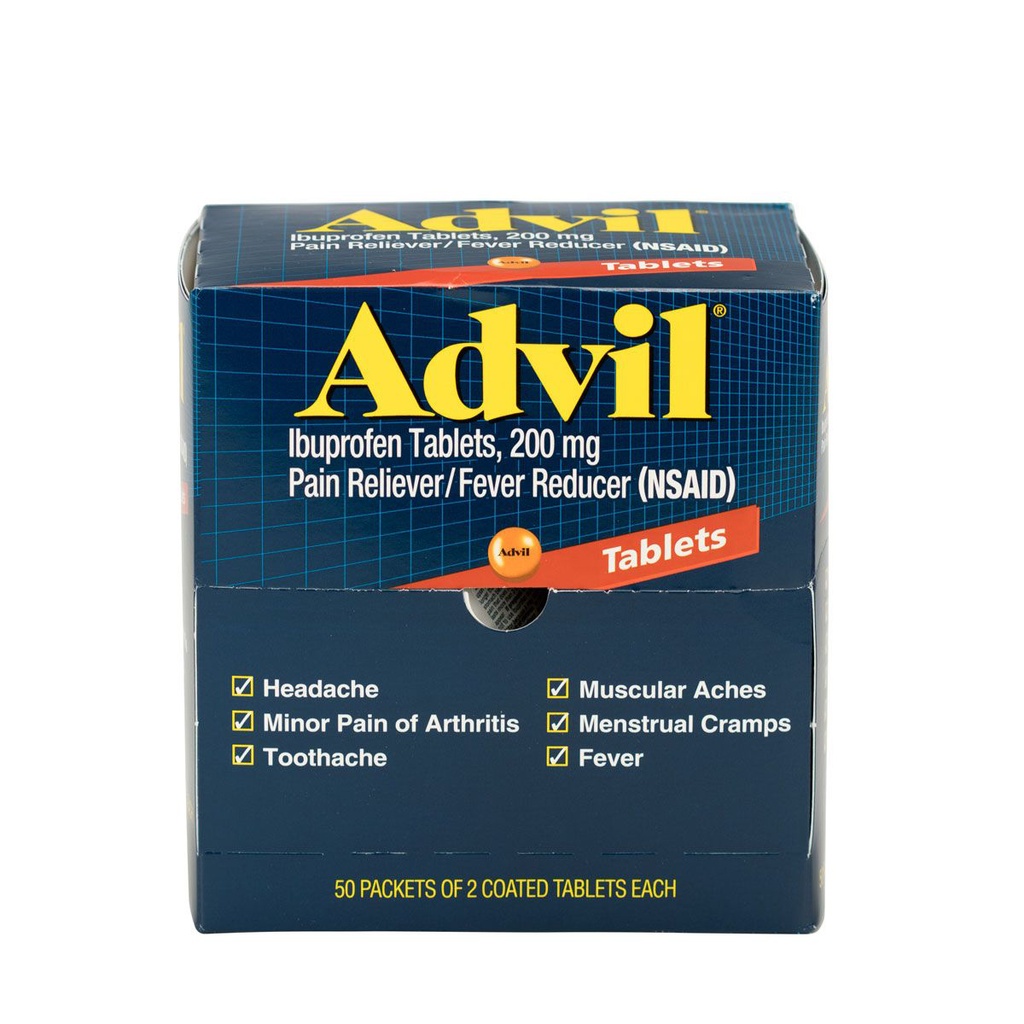First Aid Only 200 mg Advil Ibuprofen Tablet, 100/Box