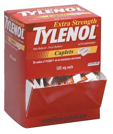First Aid Only 500 mg Tylenol Extra Strength Acetaminophen Caplet, 100/Box
