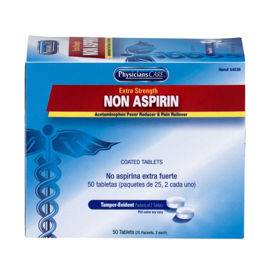 First Aid Only PhysiciansCare Extra Strength Non-Aspirin Tablet, 50/Box