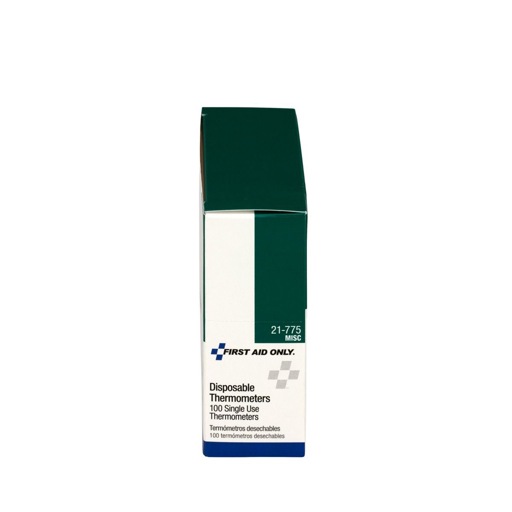 First Aid Only Disposable Thermometer, 100/Box