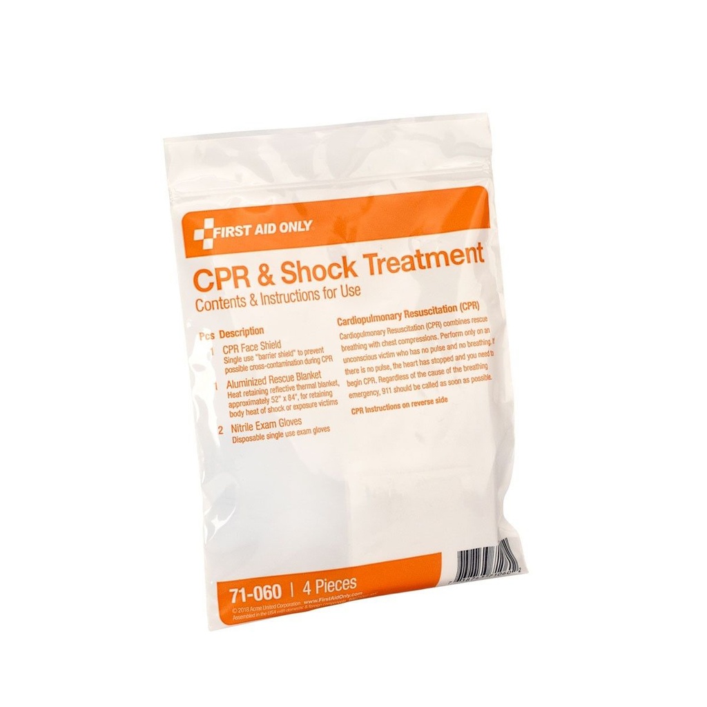 First Aid Only 4 Piece CPR and Shock Treatment First Aid Triage Kit with Plastic Bag