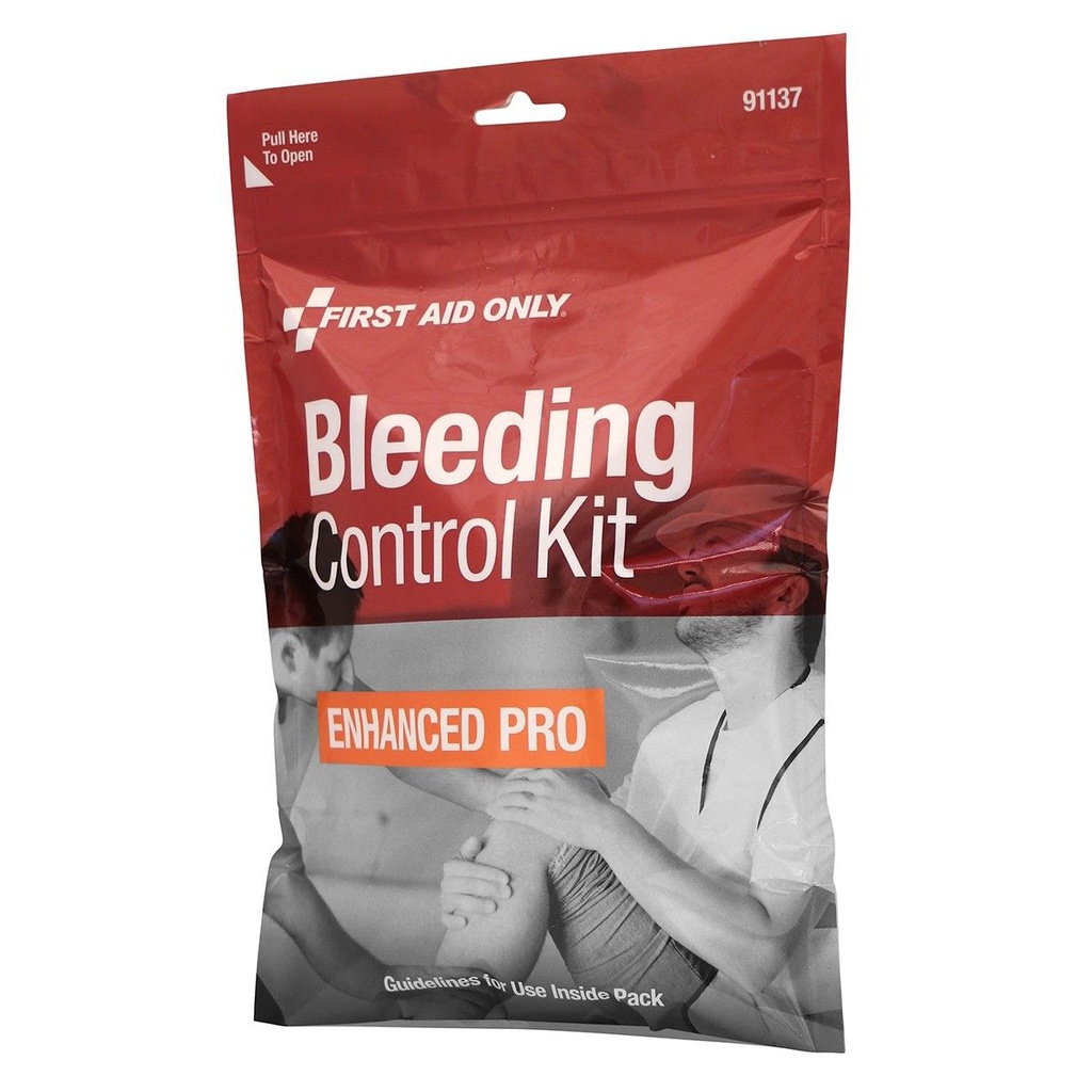 First Aid Only Enhanced Pro Bleeding Control Kit with Easy Tear-open Bag