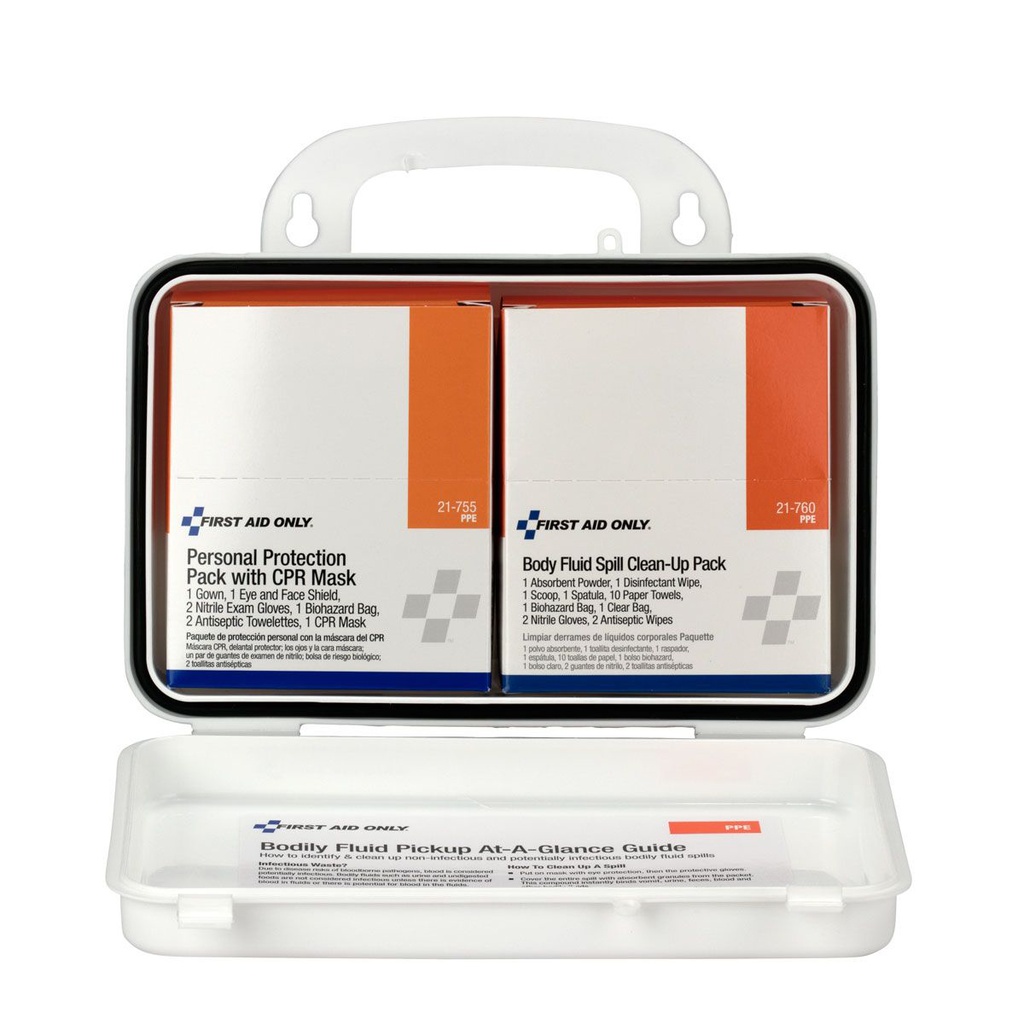 First Aid Only Bloodborne Pathogen (BBP) Unitized Spill Clean Up Kit with CPR and Plastic Case
