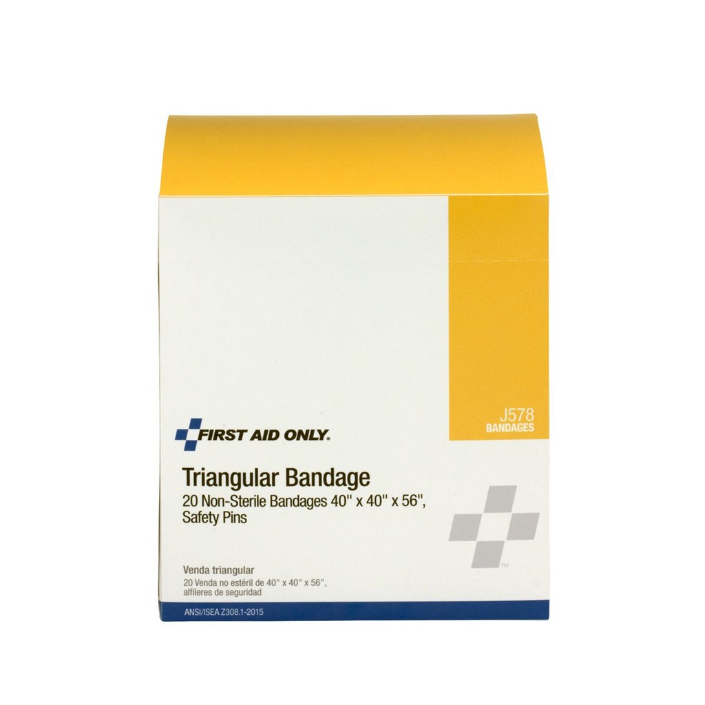 First Aid Only 40 inch x 40 inch x 56 inch Muslin Triangular Bandage, 20/Box