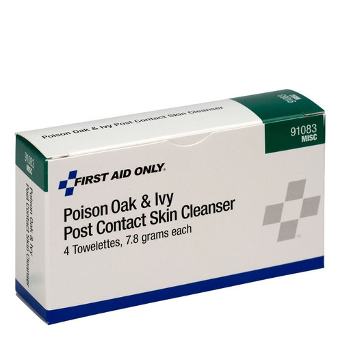 First Aid Only IvyX Poison Oak and Ivy Post-Contact Cleanser Towelette, 4/Box