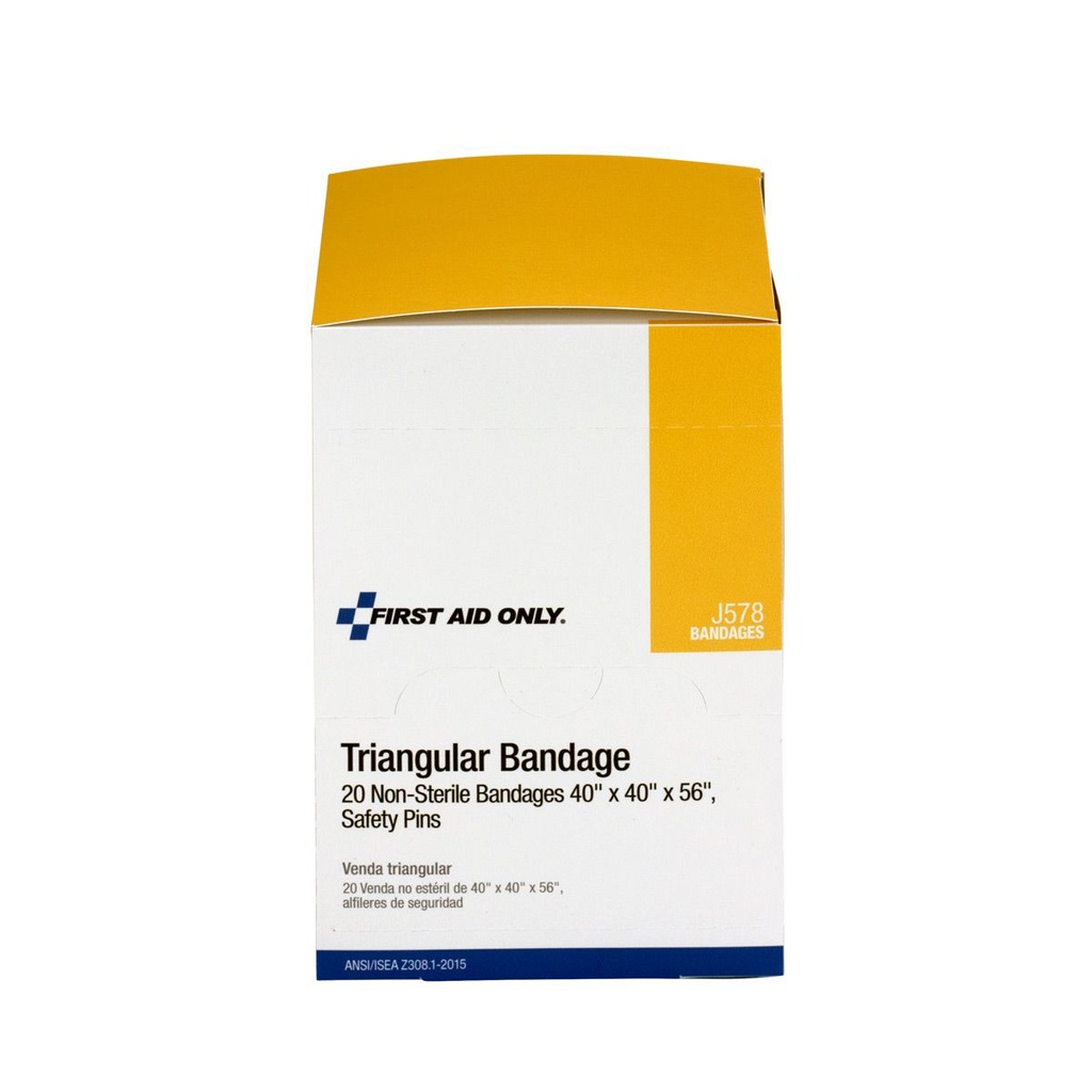 First Aid Only 40 inch x 40 inch x 56 inch Muslin Triangular Bandage, 20/Box