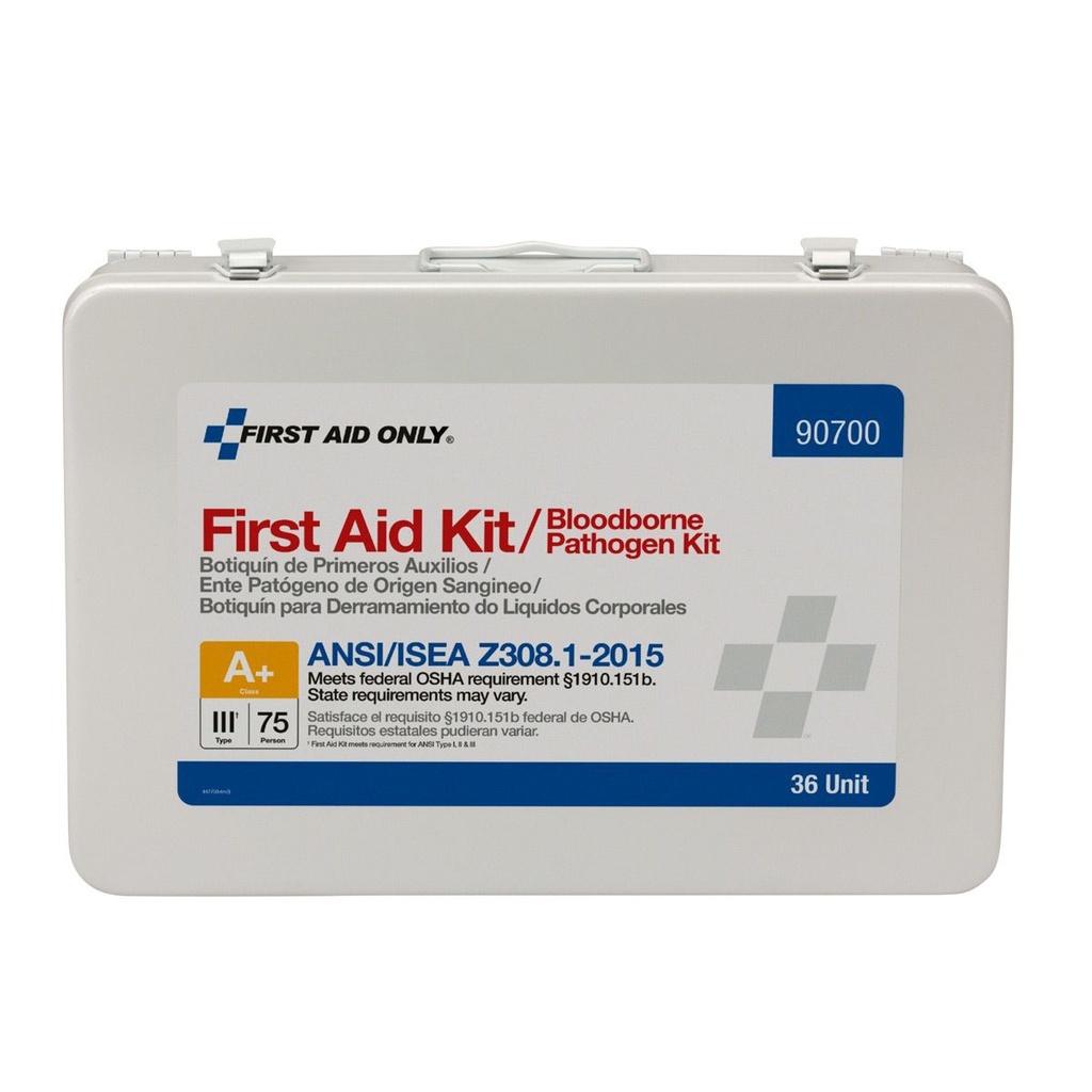 First Aid Only 75 Person Unitized Class A+ First Aid Kit with BBP Pack and Metal Case