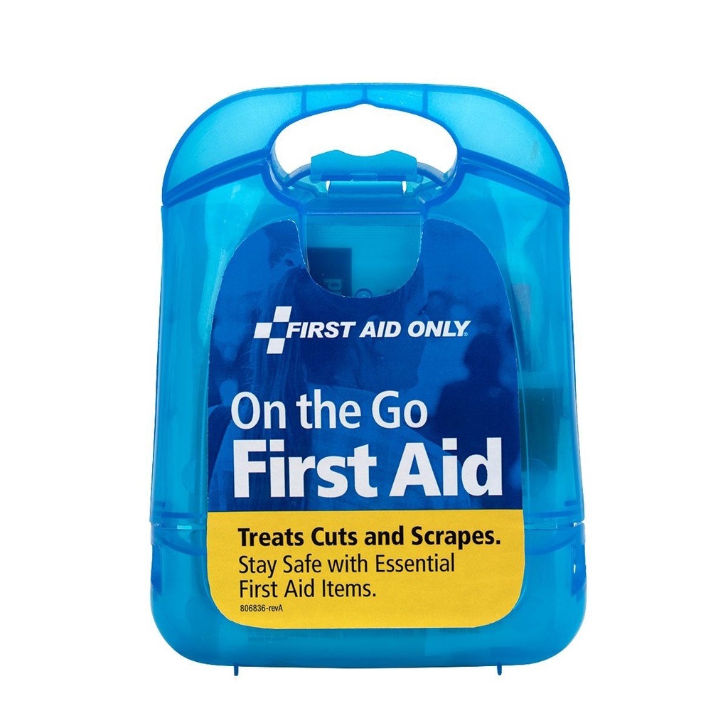 First Aid Only Mini Pocket Personal First Aid Kit with Plastic Case, Clear Blue