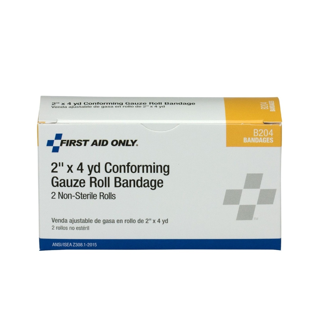 First Aid Only 2 inch x 4 Yd. Conforming Gauze Bandage Roll, 2/Box