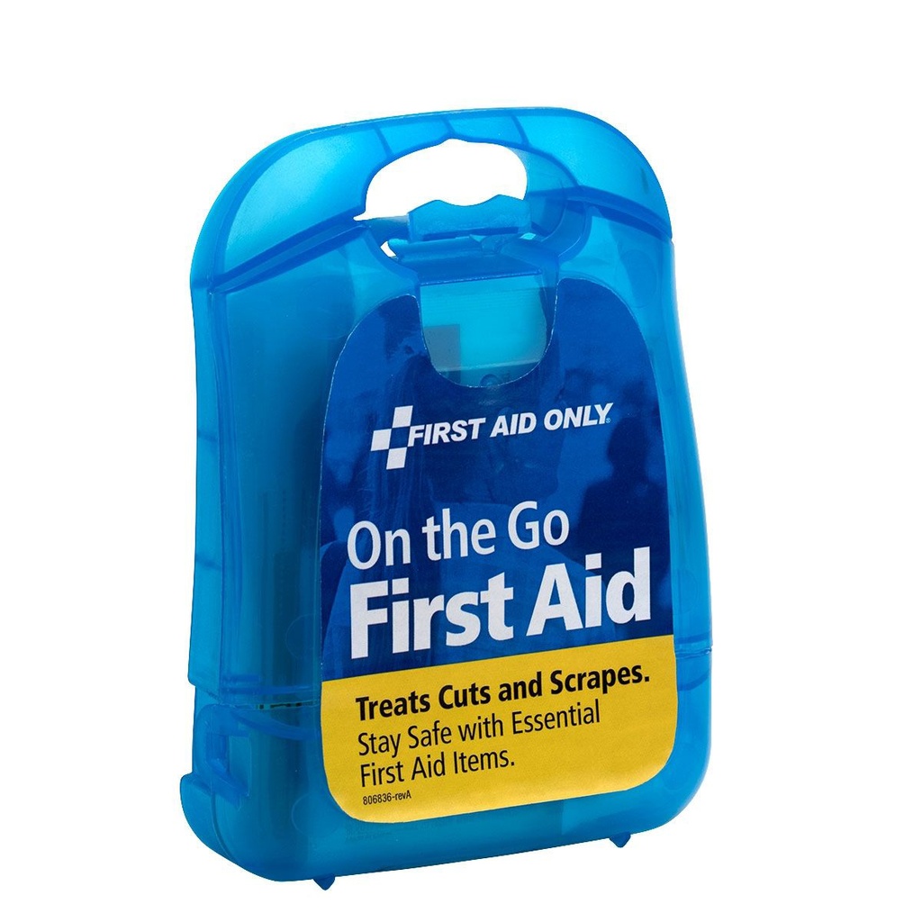 First Aid Only Mini Pocket Personal First Aid Kit with Plastic Case, Clear Blue