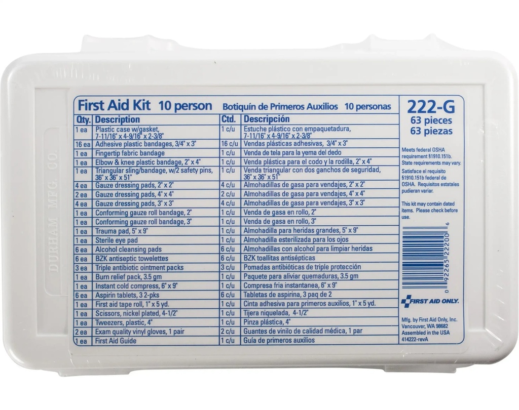 First Aid Only 10 Person Bulk First Aid Kit with Gasket & Plastic Case