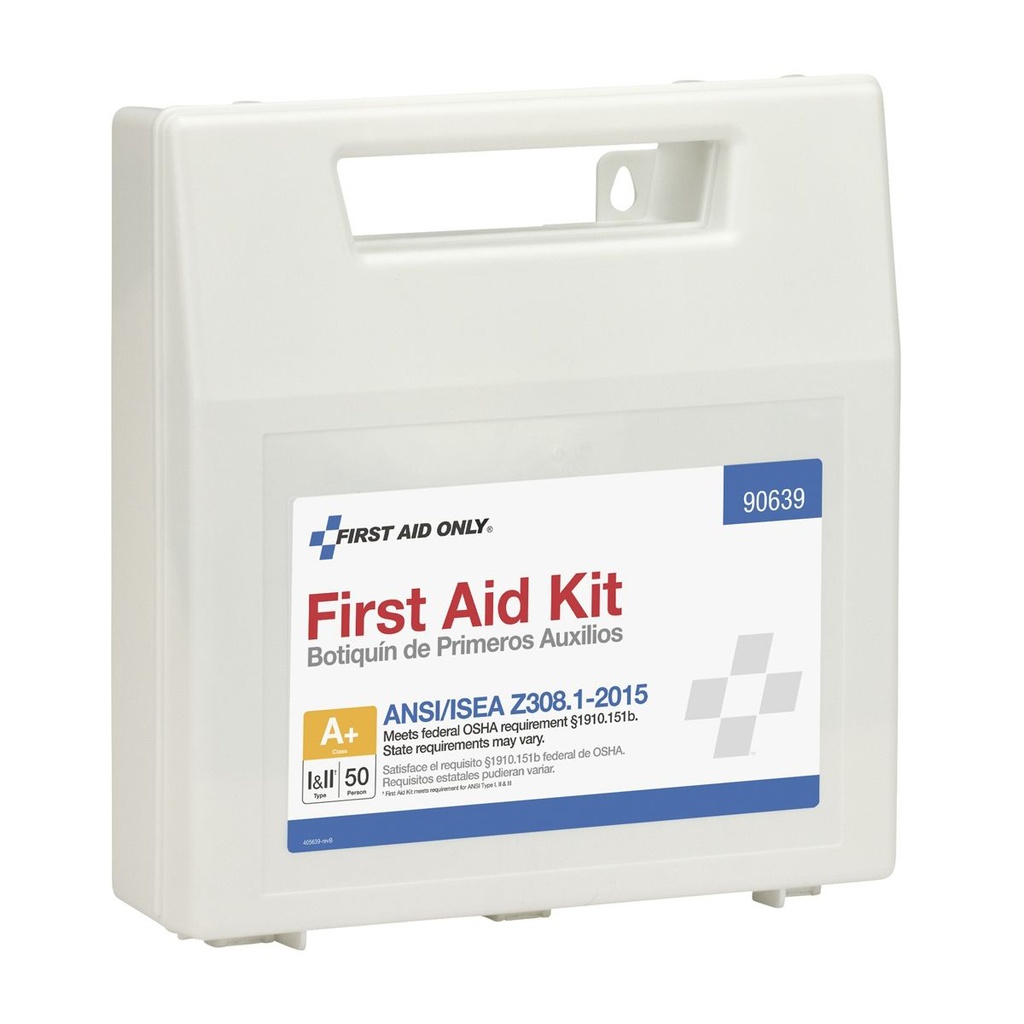 First Aid Only 50 Person Weatherproof ANSI Class A+ Bulk First Aid Kit with Plastic Case & Dividers