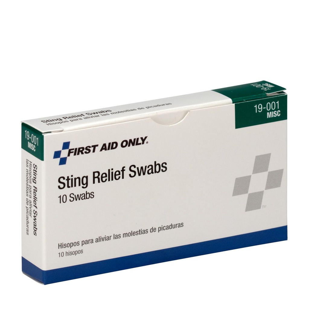First Aid Only Sting Relief Swab, 10/Box