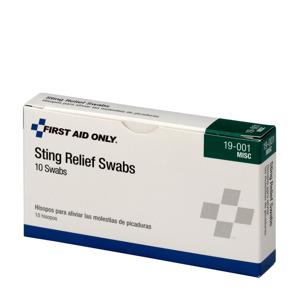First Aid Only Sting Relief Swab, 10/Box