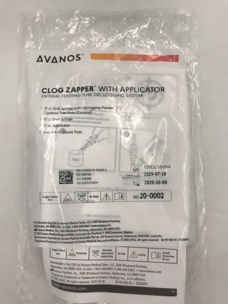 Avanos Enteral Feeding Tube Declogging System, 10/Case