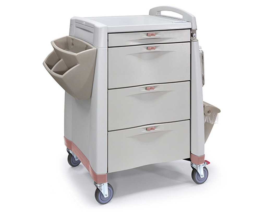 Capsa Avalo 24 inch PCS Punch Card Medication Cart with Core Removable Key Lock and White/Blush Salmon