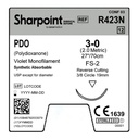Surgical Specialties Sharpoint Plus 3-0 27 inch Polydioxanone Suture with Needle and Violet, 12 per Box