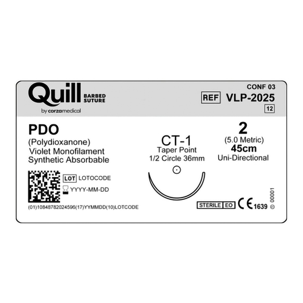 Surgical Specialties Quill 2 45 cm PDO Suture with Needle and Violet, 12 per Box