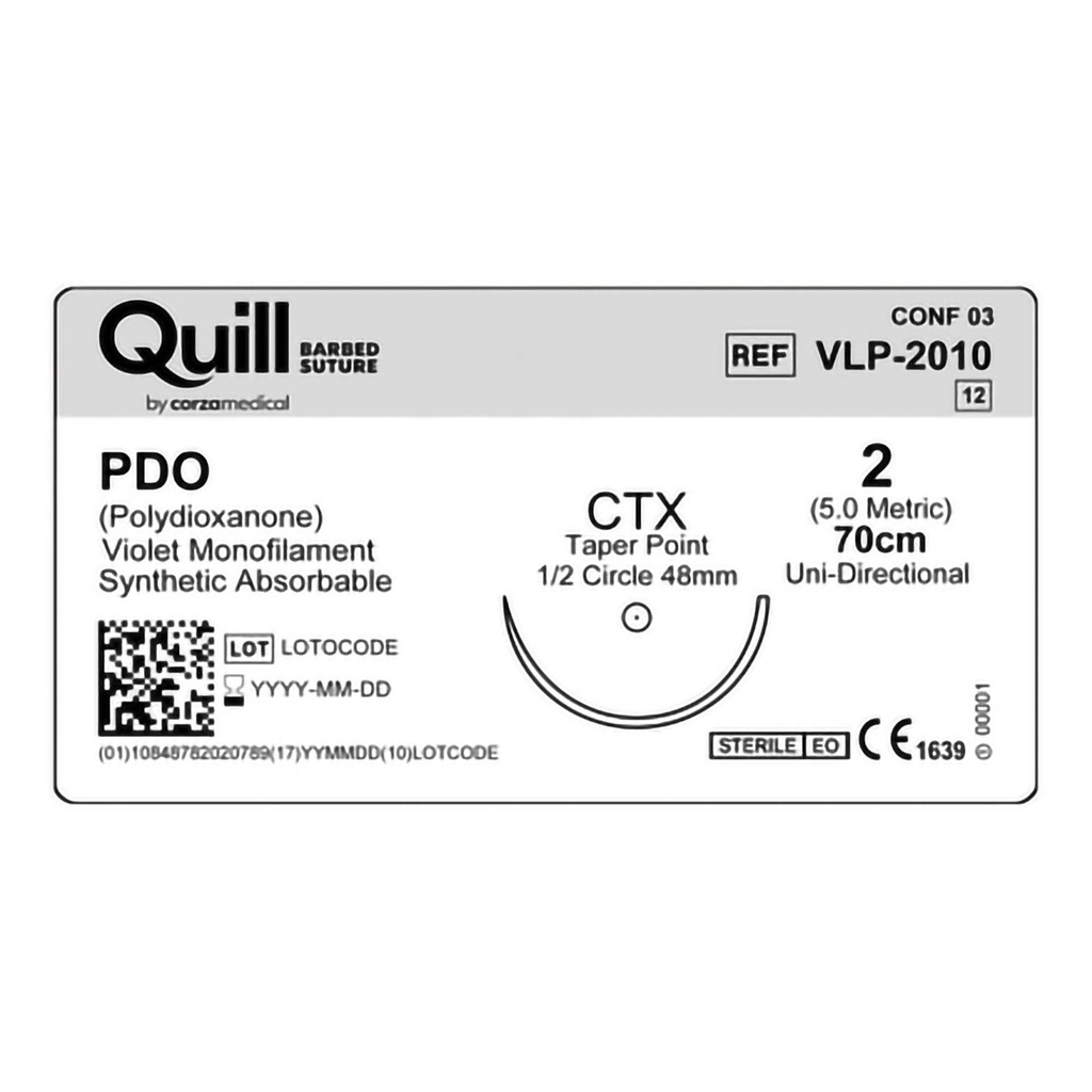 Surgical Specialties Quill 48 mm x 70 cm Polydioxanone Absorbable Suture with Needle and Violet, 12 per Box
