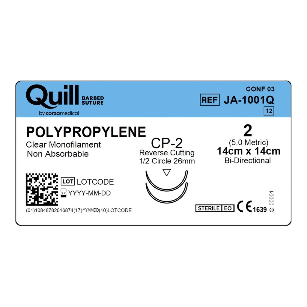 Surgical Specialties Quill 2 14 cm Polypropylene Non Absorbable Suture with Needle and Undyed, 12 per Box