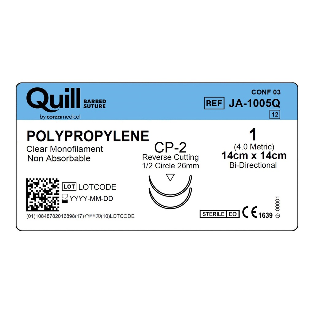 Surgical Specialties Quill 26 mm x 14 cm Polypropylene Non Absorbable Suture with Needle and Undyed, 12 per Box