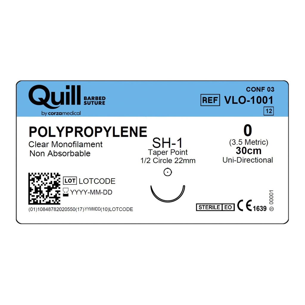Surgical Specialties Quill 22 mm x  30 cm Polypropylene Non Absorbable Suture with Needle and Undyed, 12 per Box