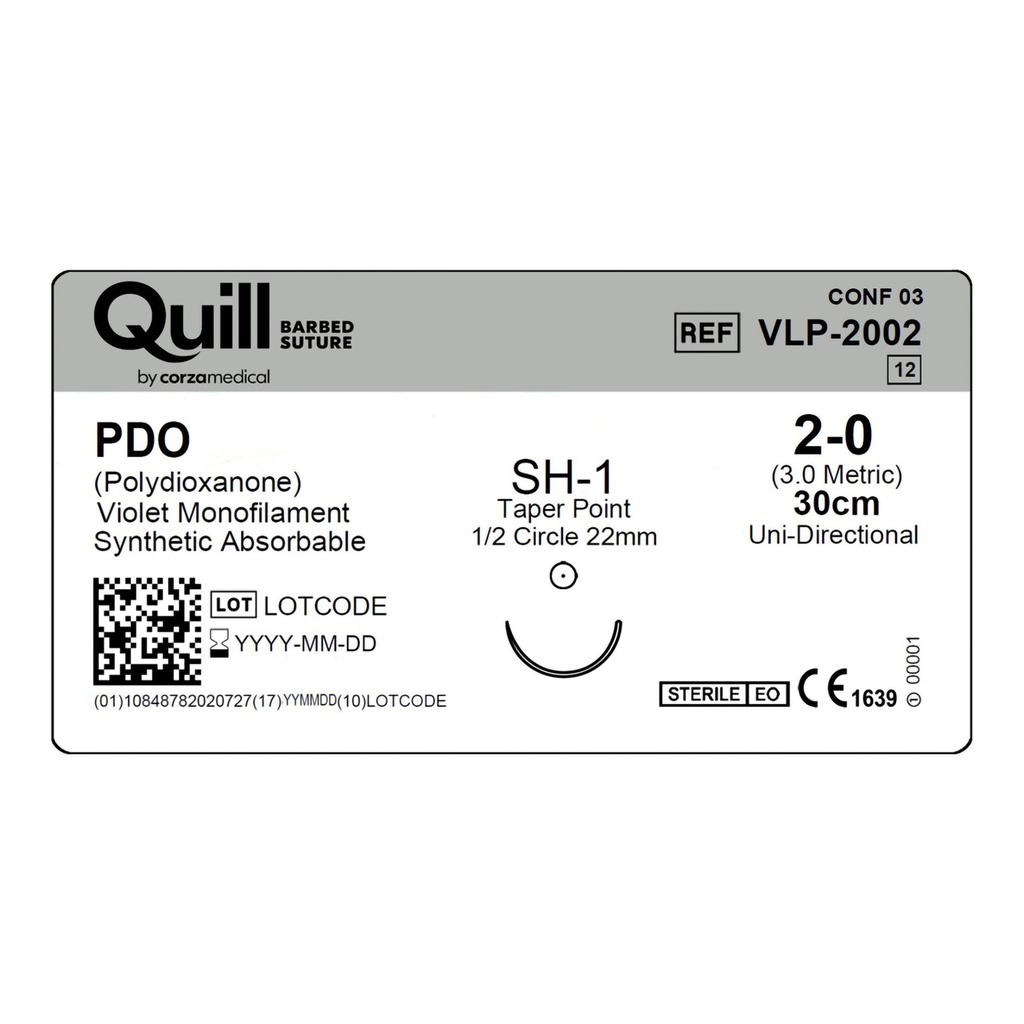 Surgical Specialties Quill Monoderm 22 mm x 30 cm Polydioxanone Absorbable Suture with Needle and Violet, 12 per Box