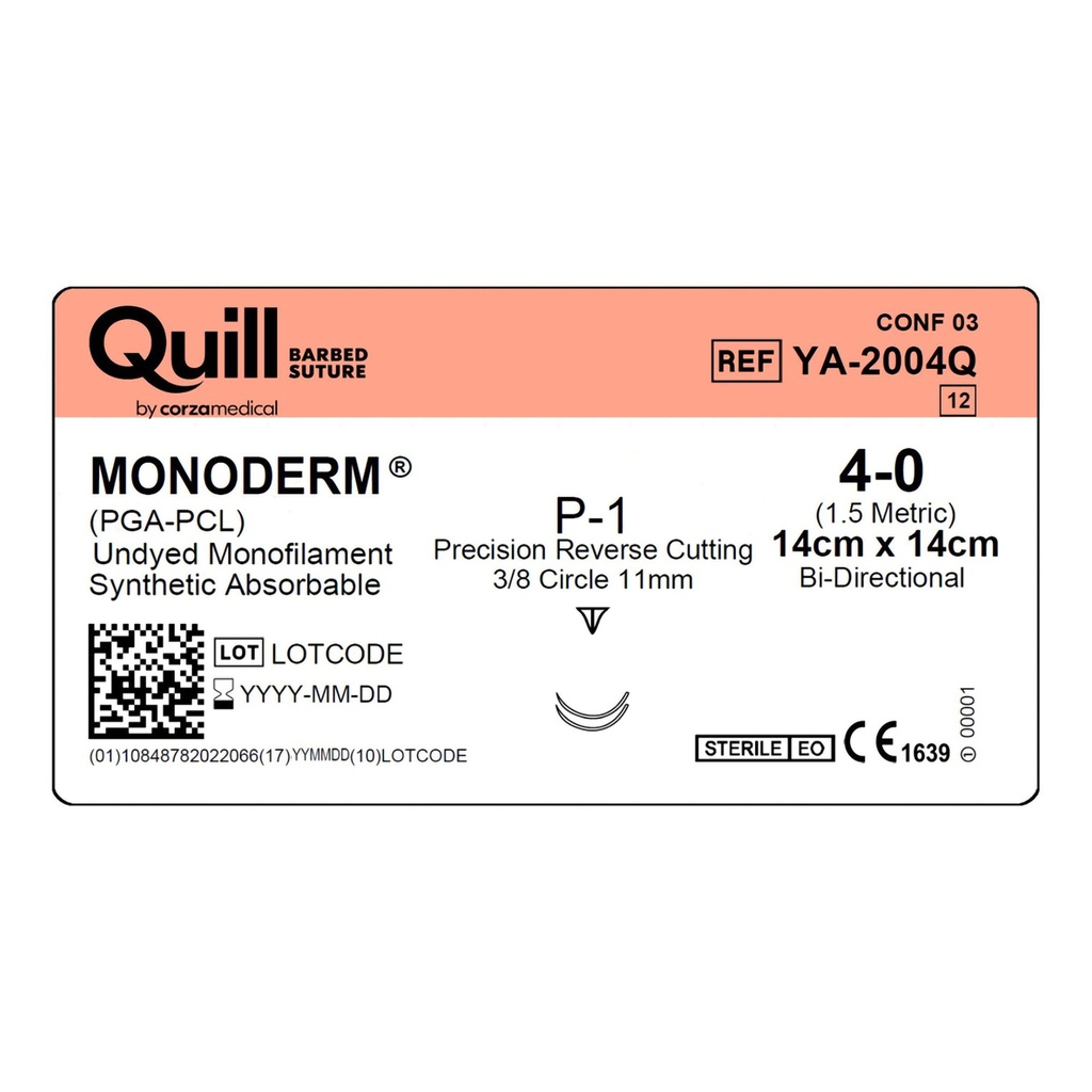 Surgical Specialties Quill Monoderm P-1 4-0 Polyglycolic Acid / PCL Absorbable Suture with Needle and Undyed, 12 per Box