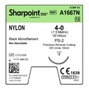 Surgical Specialties Sharpoint Plus 4-0 19 mm Nylon Nonabsorbable Suture with Needle and Black, 12 per Box
