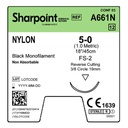 Surgical Specialties Sharpoint Plus 5-0 19 mm Nylon Nonabsorbable Suture with Needle and Black, 12 per Box
