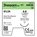 Surgical Specialties Sharpoint Plus 4-0 Reverse Cutting Nylon Nonabsorbable Suture with Needle and Black, 12 per Box