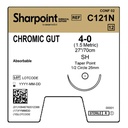 Surgical Specialties Sharpoint Plus 4-0 26 mm Chromic Gut Absorbable Suture with Needle and Undyed, 12 per Box
