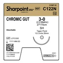 Surgical Specialties Sharpoint Plus 3-0 26 mm Chromic Gut Absorbable Suture with Needle and Undyed, 12 per Box
