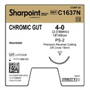 Surgical Specialties Sharpoint Plus 4-0 19 mm Chromic Gut Absorbable Suture with Needle and Undyed, 12 per Box