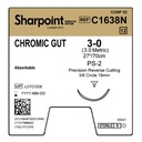 Surgical Specialties Sharpoint Plus 3-0 19 mm Chromic Gut Absorbable Suture with Needle and Undyed, 12 per Box