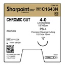 Surgical Specialties Sharpoint Plus 4-0 16 mm Chromic Gut Absorbable Suture with Needle and Undyed, 12 per Box