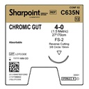 Surgical Specialties Sharpoint Plus 4-0 27 inch Chromic Gut Absorbable Suture with Needle and Undyed, 12 per Box