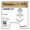 Surgical Specialties Sharpoint Plus 3-0 27 inch Chromic Gut Absorbable Suture with Needle and Undyed, 12 per Box