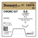 Surgical Specialties Sharpoint Plus 5-0 P-3 Chromic Gut Absorbable Suture with Needle and Undyed, 12 per Box
