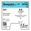 Surgical Specialties Sharpoint Plus 6-0 18 inch Silk Nonabsorbable Suture with Needle and Black, 12 per Box