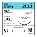 Surgical Specialties Sharpoint Plus 0 30 mm Silk Nonabsorbable Suture with Needle and Black, 12 per Box