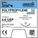 Surgical Specialties Sharpoint Plus 4-0 19 mm Polypropylene Nonabsorbable Suture with Needle and Blue, 12 per Box